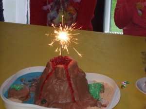 Volcano Birthday Cake